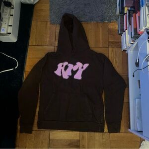 Brown Hoodie with Kry Pink Logo